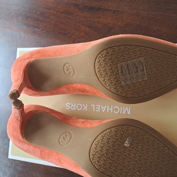 Michael Kors Women's Pink Grapefruit Suede Heels - Picture 2 of 5